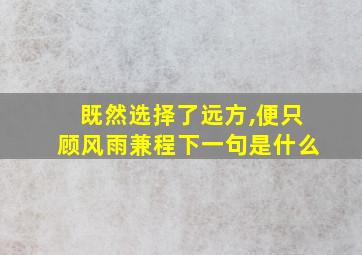 既然选择了远方,便只顾风雨兼程下一句是什么