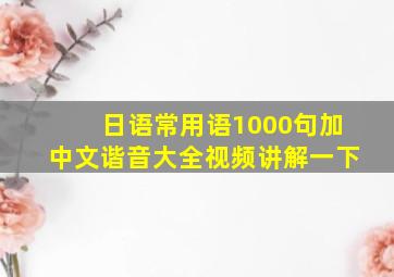 日语常用语1000句加中文谐音大全视频讲解一下