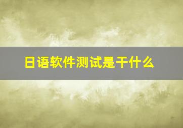 日语软件测试是干什么