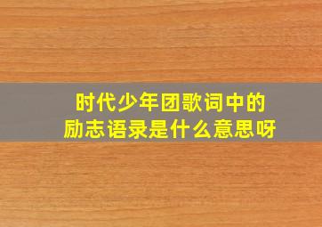 时代少年团歌词中的励志语录是什么意思呀