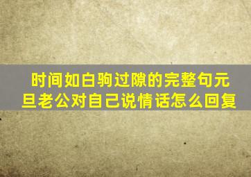 时间如白驹过隙的完整句元旦老公对自己说情话怎么回复