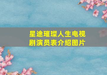 星途璀璨人生电视剧演员表介绍图片