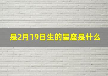 是2月19日生的星座是什么