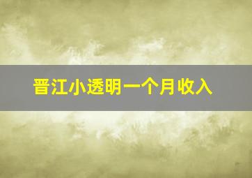 晋江小透明一个月收入