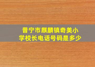 普宁市麒麟镇奇美小学校长电话号码是多少