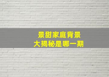 景甜家庭背景大揭秘是哪一期