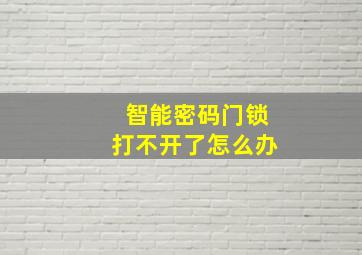 智能密码门锁打不开了怎么办