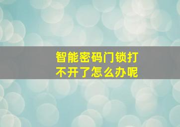 智能密码门锁打不开了怎么办呢