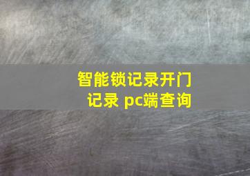 智能锁记录开门记录 pc端查询