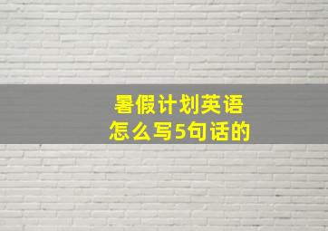 暑假计划英语怎么写5句话的