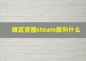 暗区突围steam版叫什么