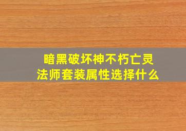 暗黑破坏神不朽亡灵法师套装属性选择什么