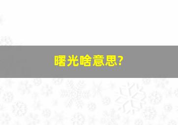 曙光啥意思?