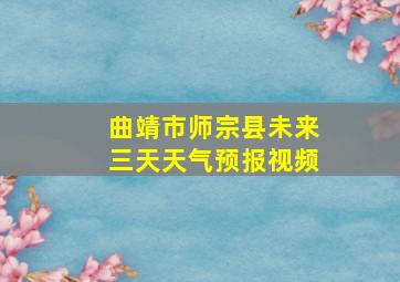 曲靖市师宗县未来三天天气预报视频