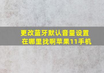 更改蓝牙默认音量设置在哪里找啊苹果11手机