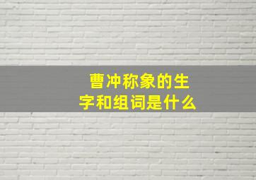 曹冲称象的生字和组词是什么