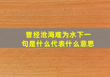 曾经沧海难为水下一句是什么代表什么意思