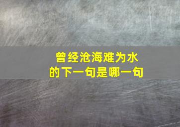 曾经沧海难为水的下一句是哪一句