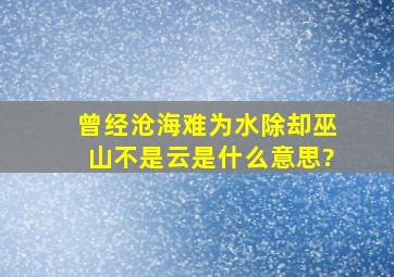 曾经沧海难为水除却巫山不是云是什么意思?