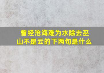 曾经沧海难为水除去巫山不是云的下两句是什么