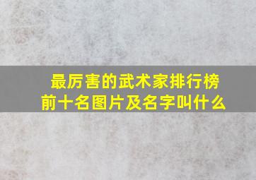 最厉害的武术家排行榜前十名图片及名字叫什么