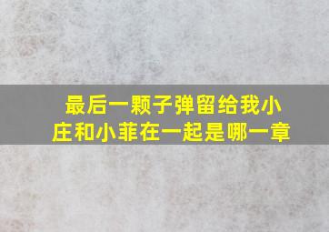 最后一颗子弹留给我小庄和小菲在一起是哪一章