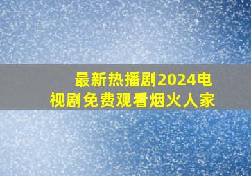 最新热播剧2024电视剧免费观看烟火人家