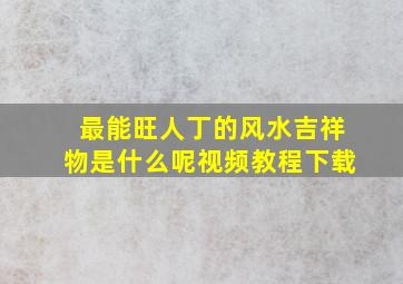 最能旺人丁的风水吉祥物是什么呢视频教程下载