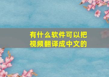 有什么软件可以把视频翻译成中文的