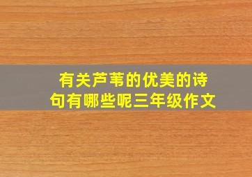 有关芦苇的优美的诗句有哪些呢三年级作文