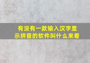 有没有一款输入汉字显示拼音的软件叫什么来着