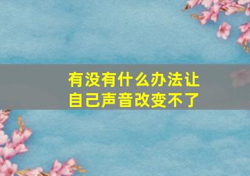 有没有什么办法让自己声音改变不了