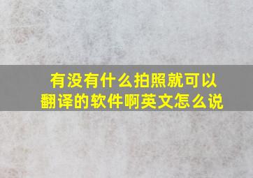 有没有什么拍照就可以翻译的软件啊英文怎么说