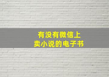 有没有微信上卖小说的电子书