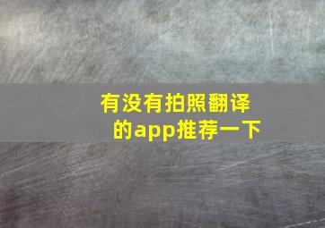 有没有拍照翻译的app推荐一下