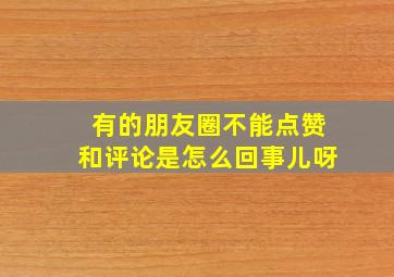 有的朋友圈不能点赞和评论是怎么回事儿呀