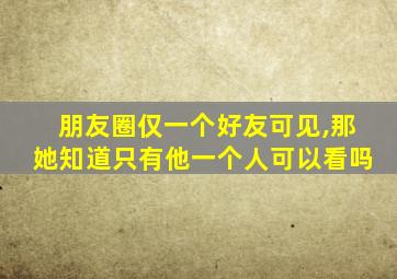 朋友圈仅一个好友可见,那她知道只有他一个人可以看吗