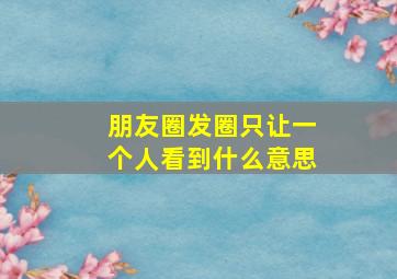 朋友圈发圈只让一个人看到什么意思