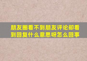 朋友圈看不到朋友评论却看到回复什么意思呀怎么回事