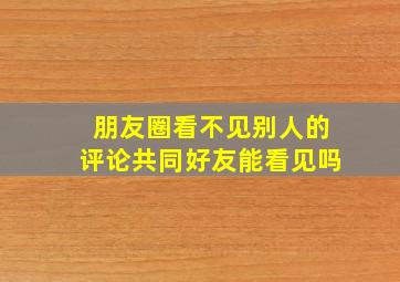 朋友圈看不见别人的评论共同好友能看见吗