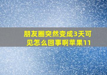 朋友圈突然变成3天可见怎么回事啊苹果11