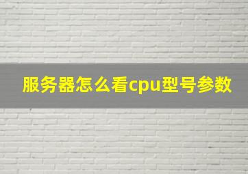 服务器怎么看cpu型号参数