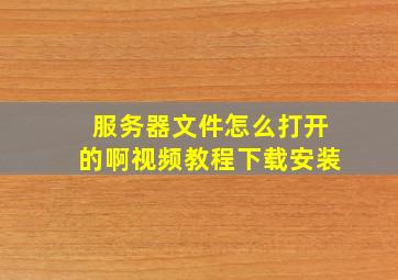 服务器文件怎么打开的啊视频教程下载安装