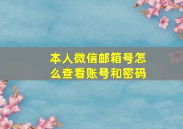 本人微信邮箱号怎么查看账号和密码