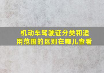 机动车驾驶证分类和适用范围的区别在哪儿查看