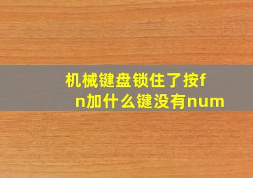 机械键盘锁住了按fn加什么键没有num