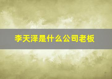 李天泽是什么公司老板