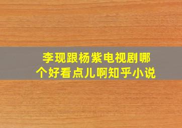 李现跟杨紫电视剧哪个好看点儿啊知乎小说