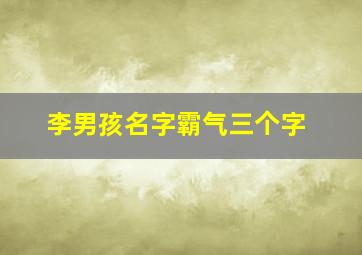 李男孩名字霸气三个字