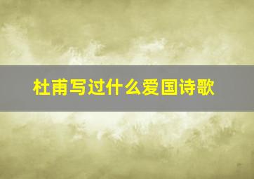 杜甫写过什么爱国诗歌